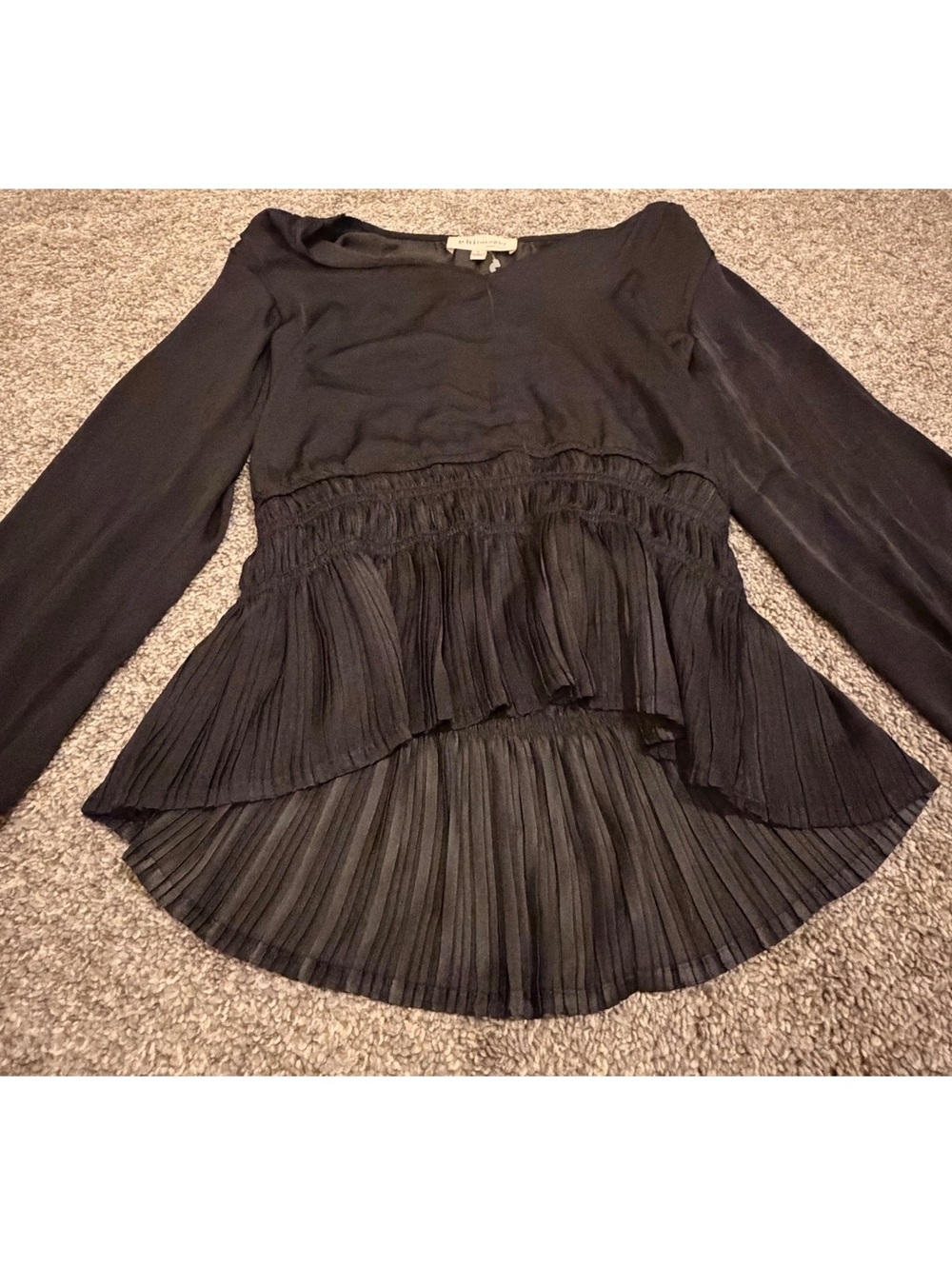 Philosophy Republic Clothing Black Pleated Ruffle Blouse Large